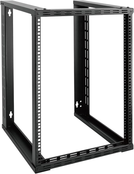 Tecmojo 15U Wall Mount Rack, Wall Mount Network Rack 15.8in Depth, Open Frame Server Rack for 19in IT/AV/Data/Home Equipment, Black