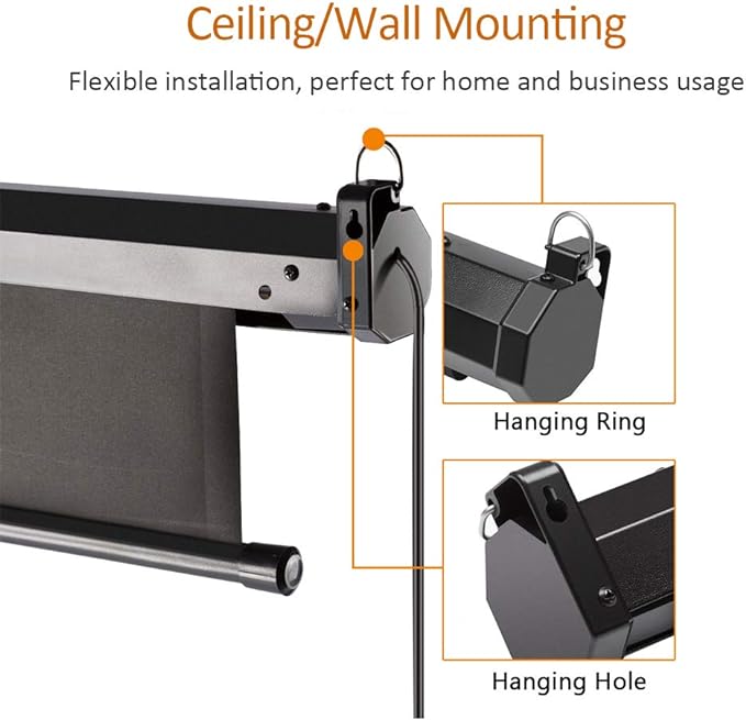 Auto Motorized Projector Screen with Remote Control, 120 inch, 4:3 Aspect Ratio, Wall/Ceiling Mounted Electric Movie Screen Wrinkle-Free, Great for Home Office Theater TV, Black Frame