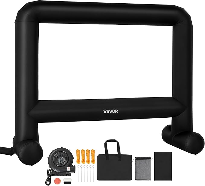 VEVOR 16FT Inflatable Movie Screen Outdoor, Inflatable Projector Screen with Portable Storage Bag, 16:9 Easy Set Up Movie Projection for Outdoor Backyard, Home Theater, Theme Party