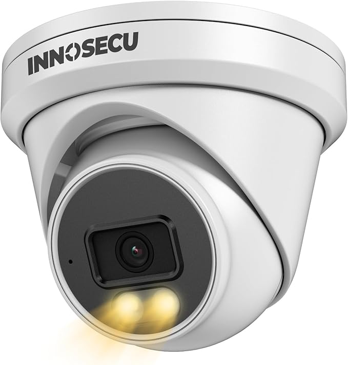 4MP Turret Security PoE Camera, Outdoor Wired IP Surveillance Camera with Microphon/Audio, Smart Dual Light Color Night Vision 2.8mm Lens Wide Angle 110°, Human&Vehicle Detection, IND4FD97S