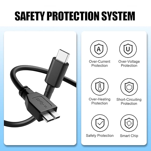 External Hard Drive USB 3.0 Cable, Micro B to USB C Hard Drive Cable Compatible With Seagate, WD My Passport, Toshiba, MacBook Pro, iPad, iPhone 15, PC, Samsung Galaxy S5, LG, Moto, Pixel USB-C Device