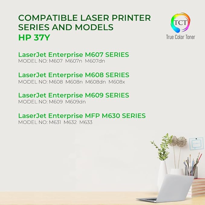 TCT 37Y Toner Cartridge - Compatible Replacement for HP 37Y CF237Y High Yield Black Works with HP LaserJet Enterprise M608 M609 M631 Printers (41,000 Pages)
