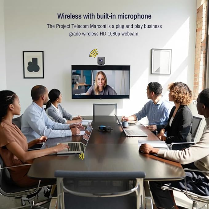 Project Telecom 1080p Wireless Webcam with Microphone – USB PC Camera for Laptop & Desktop Full HD Streaming Web Camera for Video Calls, Zoom, Remote Meetings – Plug & Play USB Web Cam