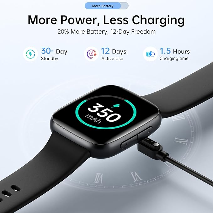 Latest Smart Watches for Women & Men - Performance Upgraded, 1.85-inch AMOLED HD Display (390x450), 12-Day Battery Life, 3ATM Waterproof (30m), Call , Health Monitoring, Fitness Tracking Smart Watch