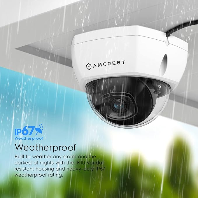 Amcrest 4K 8CH Security Camera System w/ 4K (8MP) NVR, (4) x 8-Megapixel IP67 Weatherproof Metal Dome POE IP Cameras (3840x2160),Pre-Installed 2TB Hard Drive, NV4108E-HS-IP8M-2493EW4-2TB (White)