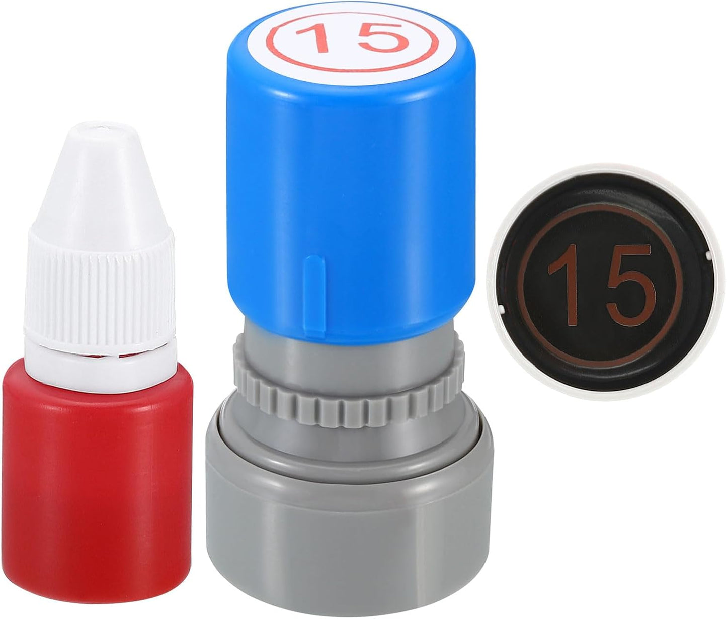 PATIKIL Number Stamps Self Inking, Numeral 15 Number Stamp Teacher Stamp Initial Stamp Ink Stamp for Class Notebook Scrapbooking DIY Craft Style 2, Red Ink