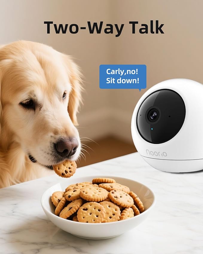 Noorio 4K Indoor Security Camera with 5GHz WiFi - 360° Pan Tilt Pet Camera for Dogs & Cats, Dog Monitor with Speaker, No Subscription Needed, Alexa Compatible, Motion Tracking, Night Vision-Model T120