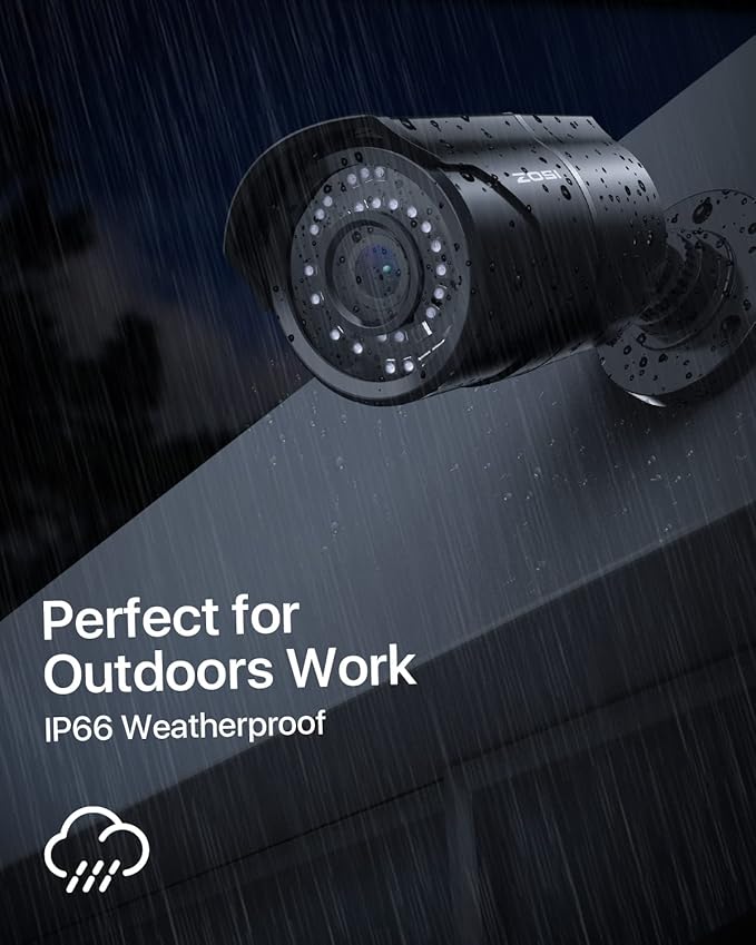 ZOSI 2 Pack 5MP 3K Add-on Security POE Camera with Cable, 2880 x 1620 Indoor Outdoor Bullet IP Camera, 120ft Night Vision, 3.6mm Lens, 95°View Angle, IP66 Weatherproof (Only Work with Our PoE NVR)