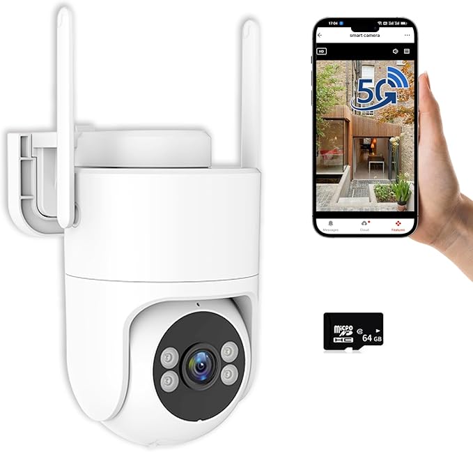 6MP TUYA Security Camera Outdoor, 2.4G/5G WiFi Cameras for Home Security 24/7 Recording, Pan-Tilt 360° View, Auto Tracking & Light Alarm, Color Night Vision,Two-Way Audio, Plug-in cam, IP66/Cloud/64GB