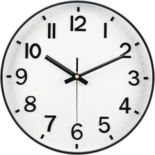 Wall Clocks Battery Operated, 12 Inch Non Ticking Digital Wall Clock, Silent Analog Clock for Bedroom Living Room Kitchen Office Gym Classroom Decor, Large Number Clocks for Seniors Elderly