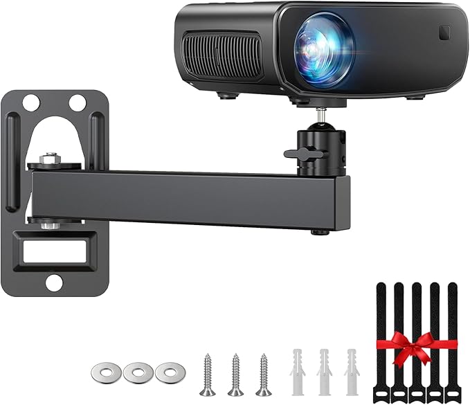Mini Ceiling Wall Projector Mount Stand- Adjustable Tilt&Swivel Hanging Projector Holder Wall Mount Hanger Rack Stand for Mini Projector with Cable Ties