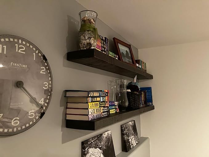 joelsantiques - 42 Inch Wooden Floating Shelves for Wall - 42x6x2 in - Made of Natural Wood - Long Heavy Duty Rustic Wall Shelves for Bedroom - Perfect for Living Room, Kitchen - Mocha