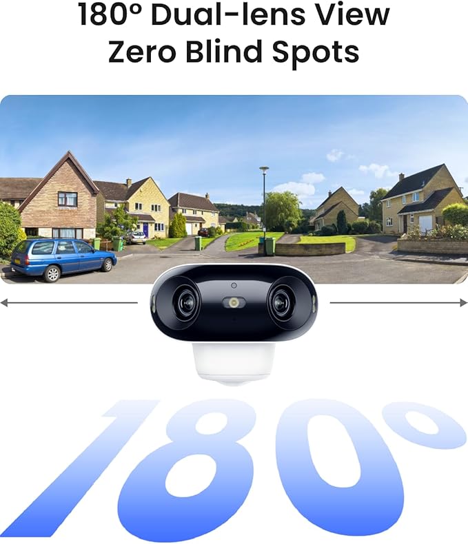 REOLINK Argus 4 Pro 4K Solar Security Cameras Wireless Outdoor, 180° Dual-Lens 8MP Camera for Home Security, ColorX Night Vision, Smart People/Vehicle/Animal Detection, No Subscription, Local Storage