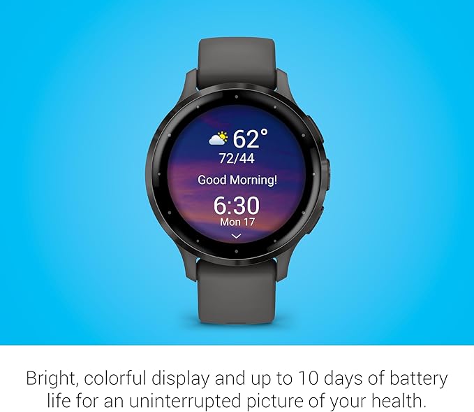 Garmin Venu 3S Running GPS Smartwatch with AMOLED Display, Advanced Health, Fitness Features, Up to 14 Day Battery Life with Signature Power Bundle | Slate with Pebble Gray Silicone Band