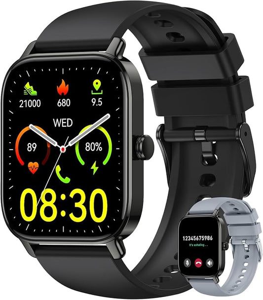 Smart Watch for Women Men Fitness: Waterproof Make Answer Call Digital Mens Watches Running Pedometer Smartwatch for Android Phone iPhone Samsung Compatible Heart Rate Monitor SpO2 Step Tracker