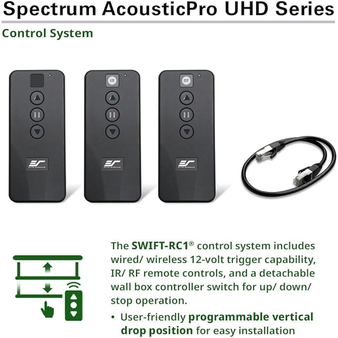 Elite Screens Spectrum AcousticPro UHD, 135-INCH Motorized Electric Projector Screen Moiré-Free Sound Transparent Perforated Weave Movie Home Theaters, ELECTRIC135H2-AUHD
