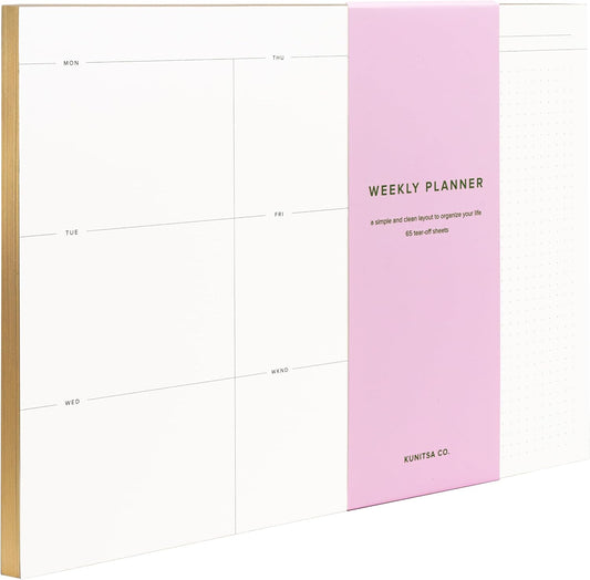 Daily and Weekly To-Do List Notepad â Desk Pad for Work and Study, Gold, 11.7x8.3 Inches