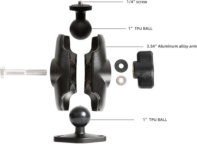 xik Camera Mount Holder: 1" Ball Rhombic Base, 1/4"-20 Thread - Fits Logitech Security Camera，DSLR, CCTV, Action Cam, Projector - Install on Wall, Desk, Car (AMPS), Boat