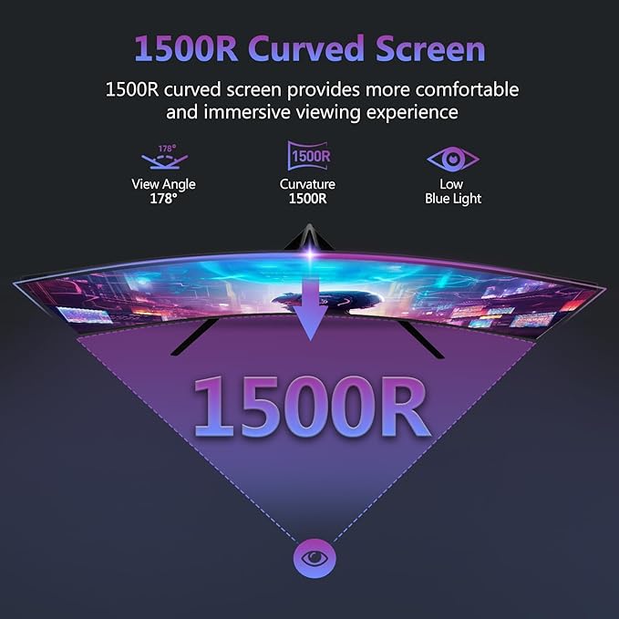 Z-Edge 27 inch Curved Gaming Monitor, FHD 1080P 200Hz 165Hz 144Hz Curved 1500R PC Monitor, MPRT 1ms Monitor, 350nits, 16.7M Colors, UG27 Frameless Bezel, 1X DP 1.4 Ports and 1X HDMI 2.0 Ports