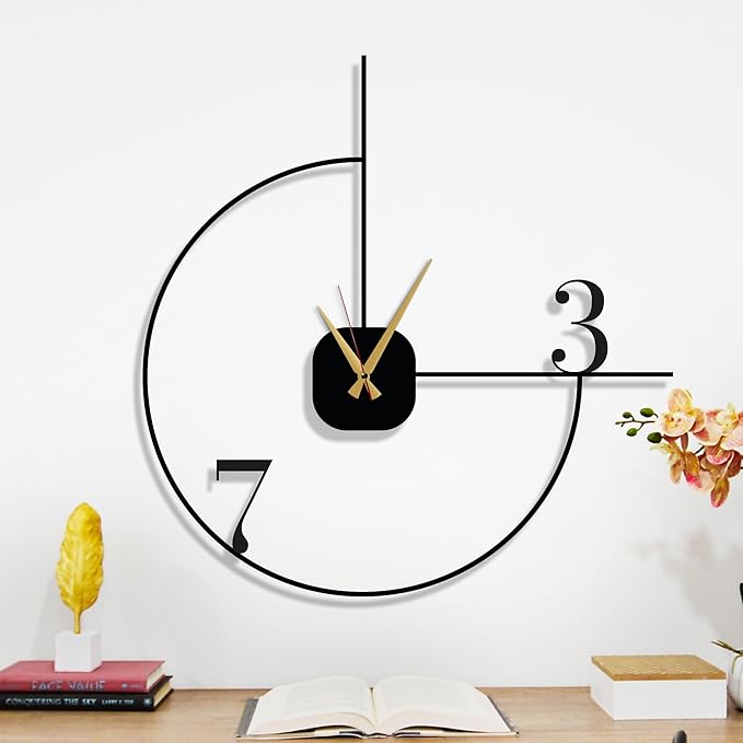 Minimalist Large Wall Clock 28-Inch – Black Metal, Silent Non-Ticking Quartz, Sleek Contemporary Design for Living Room, Dining Room, Office