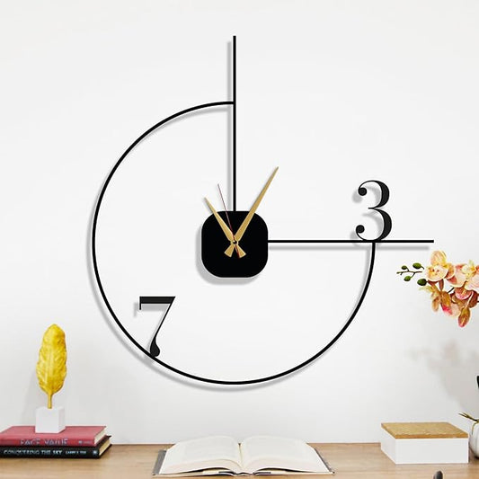 Minimalist Oversized Wall Clock 32-Inch – Black Metal, Silent Non-Ticking Quartz, Sleek Contemporary Design for Living Room, Fireplace, Office