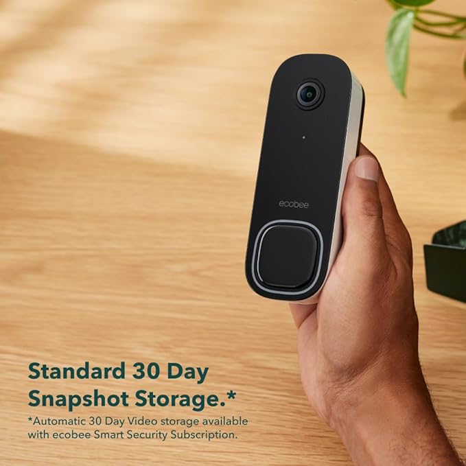 ecobee Smart Video Doorbell Camera (Wired) - with Industry Leading HD Camera, Smart Security, Night Vision, Person and Package Sensors, 2-Way Talk, and Video & Snapshot Recording
