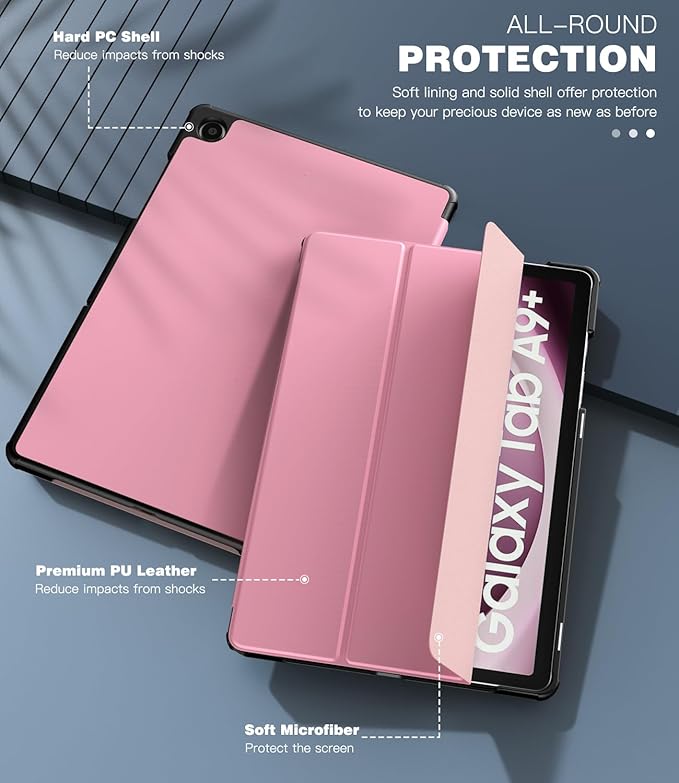TiMOVO Case for Samsung Galaxy Tab A9+/A9 Plus 11 Inch 2023, Slim Lightweight Stand Hard Back Shell Protective Cover for Galaxy Tab A9+ Tablet SM-X210/X216/X218, Auto Wake/Sleep, Fondant Pink
