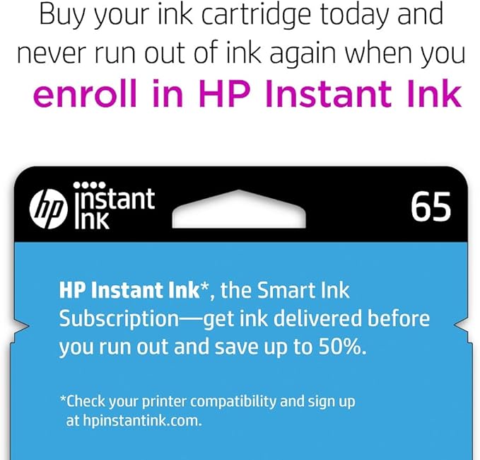 HP 65 Tri-Color Ink Cartridge | Works with AMP 100, DeskJet 2600, 3700; Envy 5000 | Eligible for Instant Ink | N9K01AN