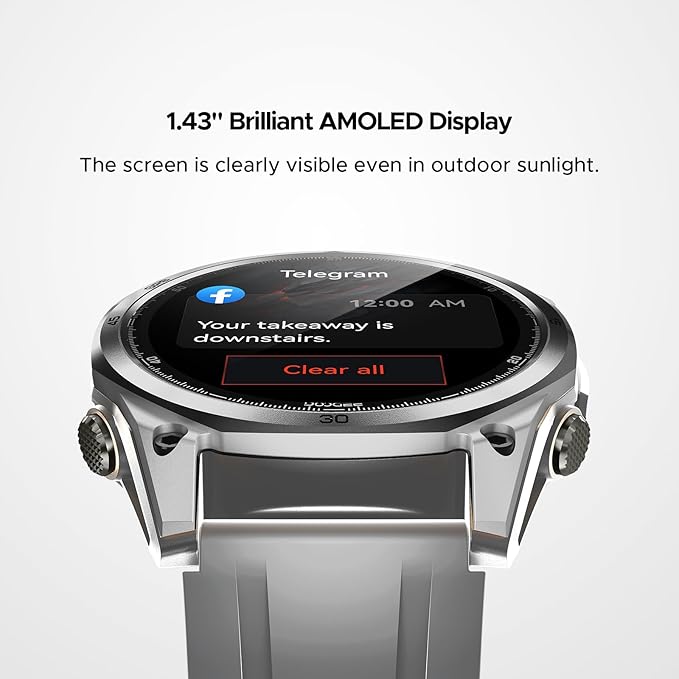DOOGEE Anywise W1 Mens Smart Watch, 5ATM Dual-Band GPS Fitness Tracker, 1.43'' Smart Watches for Android and iPhone, 170+ Sports Modes, Answer/Make Calls/18 Days Battery/Led Flashlight/Compass/2 Strap