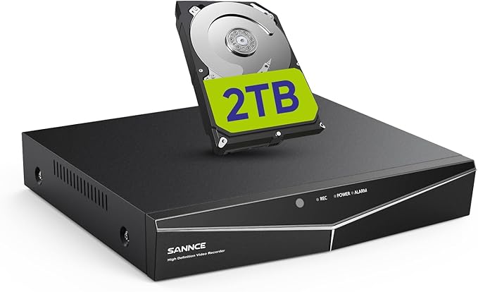 DVR for Security Camera, SANNCE 5MP 8CH CCTV DVR with 2TB Hard Drive, H.264+ Hybrid 5-in-1 Surveillance Recorder for 8CH Analog and 2CH IP Cameras, Remote Access, Motion Detection, 7/24 Recording