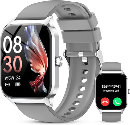 CASCHO Smart Watch for Men Women, 1.85" HD Fitness Tracker with Bluetooth Calls/Messages, 120+Modes, IP68 Waterproof, Sleep Fitness Watch, 24/7 Heart Rate, iOS/Android Gray