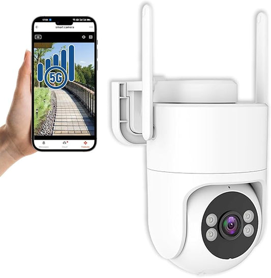 6MP TUYA Security Camera Outdoor, 2.4G/5G WiFi Cameras for Home Security 24/7 Recording, Pan-Tilt 360° View, Color Night Vision,Two-Way Audio, Auto Tracking & Light Alarm, Plug-in cam, Cloud/SD/IP66