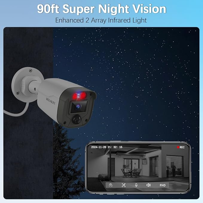 【90-Day Storage】 Outdoor Wired Security Camera System, Home Video Surveillance Systems, CCTV Cameras for Home, DVR Camera System