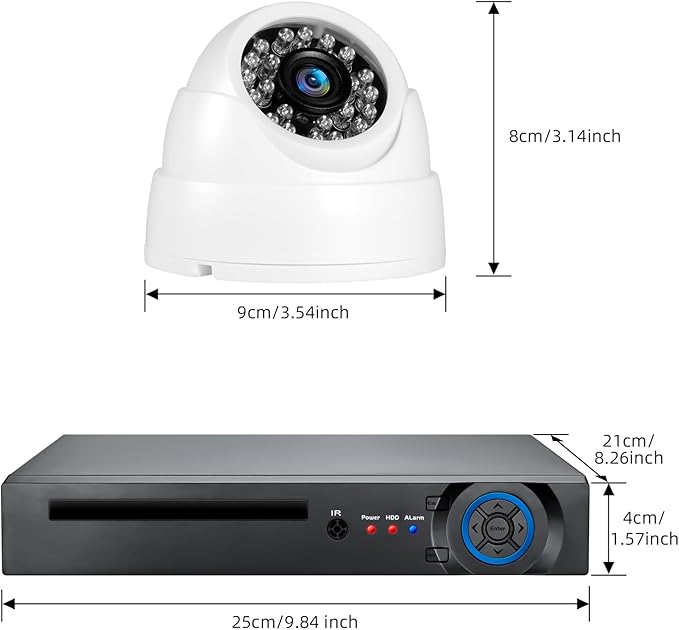 Fuers 8CH H.265+ Surveillance Security Camera System with AI Human Detection, 2 x 2592TVL 5MP Wired Dome Cameras for Indoor Use, 500G Hard Drive Included,Email Alert