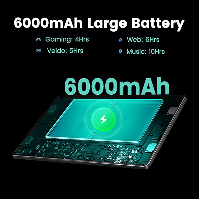 Azeyou Tablet 10.1 inch, Android 14 Tablet, 8GB 128G Computer Tablets, Octa Core Processor 6000mAh Battery, 1280x800 IPS Touch Screen, 5+8MP Dual Camera, Bluetooth,GMS, WiFi (Metal Gray)