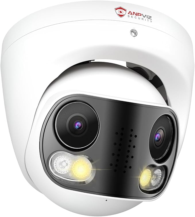 Anpviz 4K 8MP Dual Lens PoE IP Camera Outdoor, 180° Panoramic Security IP Camera, Smart Dual Light Color Night Vision, Human/Vehicle Detection, Two Way Audio, 512GB SD Slot, Full Metal IP66, NDAA