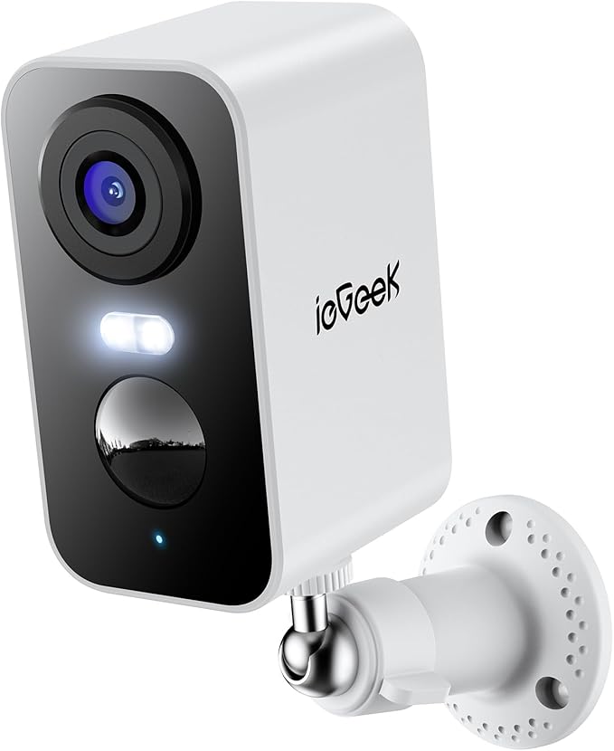 ieGeek Security Cameras Wireless Outdoor, 2K 3MP Battery Powered WiFi Security Camera with Spotlight & Siren Alarm, 2-Way Audio, Color Night Vision, AI Detection for Home Security, Works with Alexa