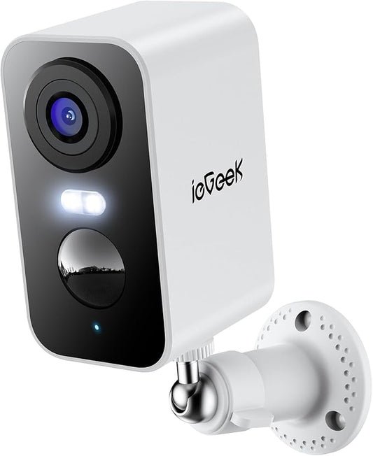 ieGeek Security Cameras Wireless Outdoor, 2K 3MP Battery Powered WiFi Security Camera with Spotlight & Siren Alarm, 2-Way Audio, Color Night Vision, AI Detection for Home Security, Works with Alexa