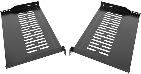 Server Rack Shelf-Universal Vented Rack Mount Cantilever Tray for 19" Network Rack & Cabinet - Heavy Duty Steel - Weight Capacity 55lb-1U H 10" D/ 2 Pieces Packaging GLOBALRACK (1U10, 10INCH)