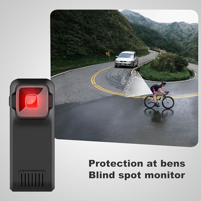 BY-J Bike Radar Tail Light, Visual and Audible Alerts for Approaching Vehicle, Compatible with Garmin Wahoo Bike Computers & Smartphone