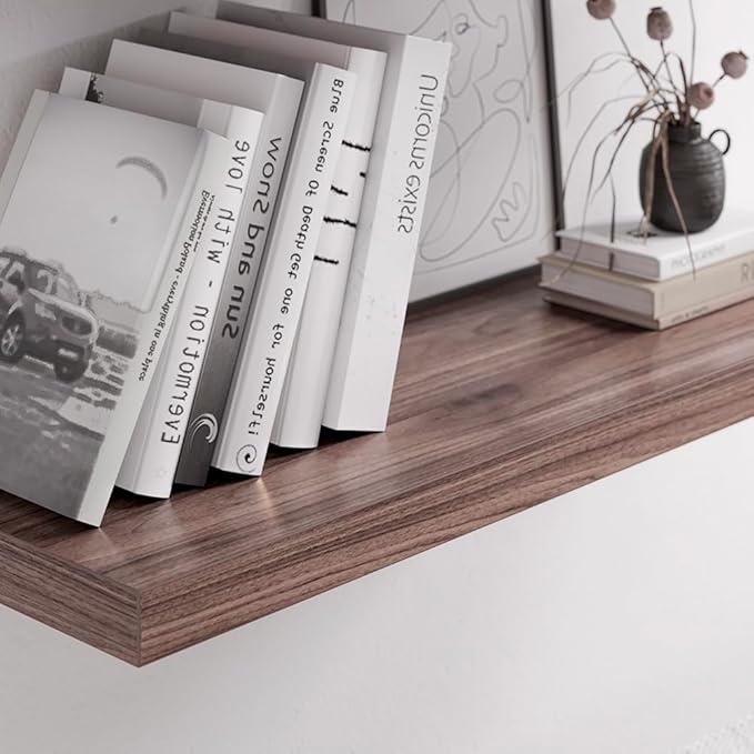 Floating Shelf, Set of 2 Wall Shelf, 36 in W x 12.75 in D x 2 in H Wooden Floating Wall Shelf with Invisible Brackets for Living Room/Bedroom/Bathroom/Kitchen Storage and Decor, Walnut