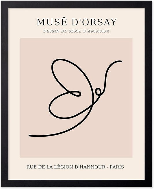 Poster Master Vintage Poster - Retro One Line Butterfly Drawing Print - Butterfly Line Art - Minimal Gift for Him, Her, Animal Lover - Abstract Decor for Home, Office, 24x32 Unframed Wall Art