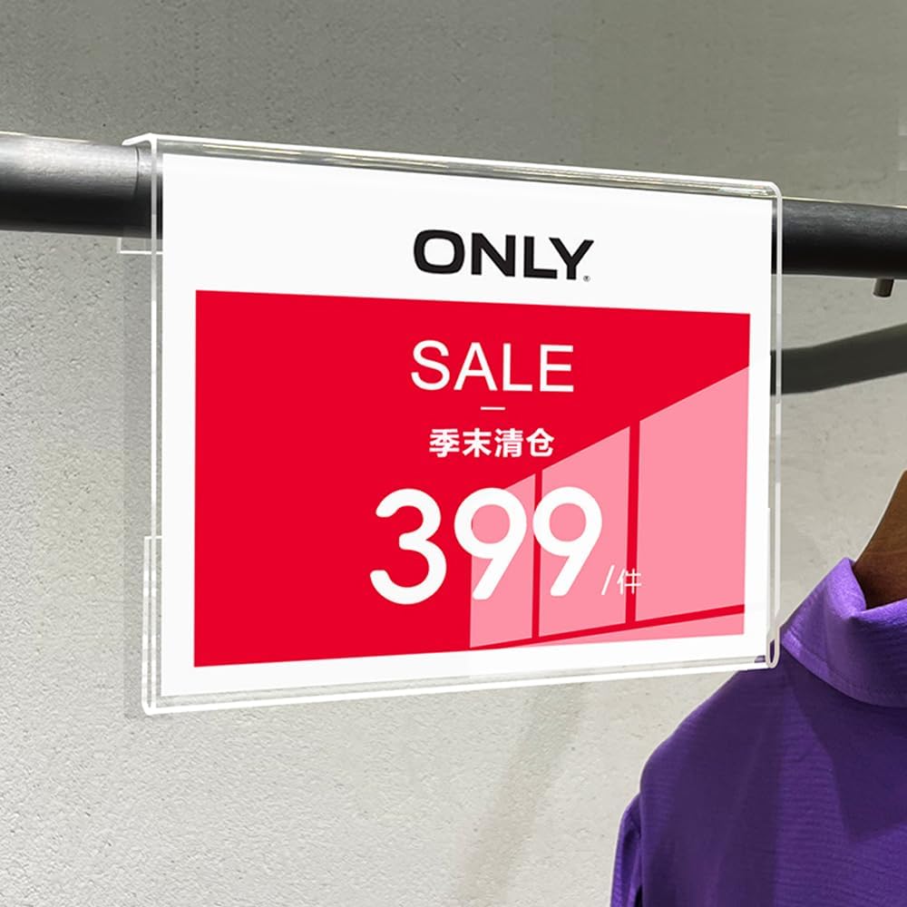 Acrylic Sign Holder Price Tag Displays Sign Holder Ads Display Stand for Retail Store Clothing Price (Horizontal A4 297×210mm/11.69×8.27inches)