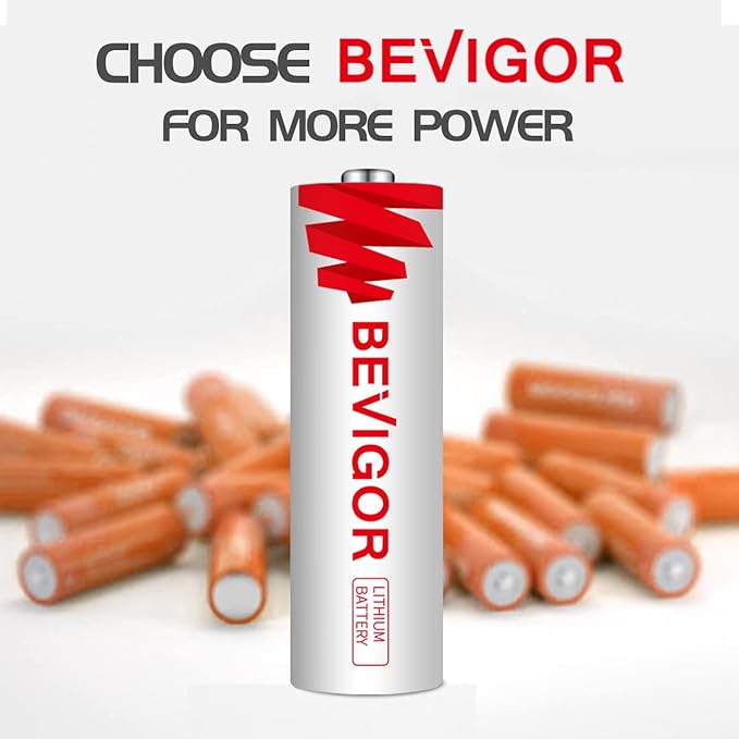 BEVIGOR AA Lithium Batteries 4Pack Basic, 3000mAh 1.5V Double A Lithium Battery, Longer Lasting AA Batterie for Blink Smart Lock Deadbolt, Aralm System etc High-Tech Devices, Non-Rechargeable