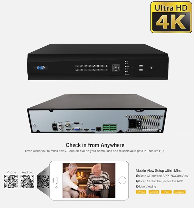 GW 4K Outdoor Indoor Face Recognition/Human/Vehicle Detection Security Camera System, 64 Channel 8MP NVR, 48 x 4K Smart AI IP Microphone Bullet Camera, Video & Audio Recording, 24TB Pre-Installed HDD