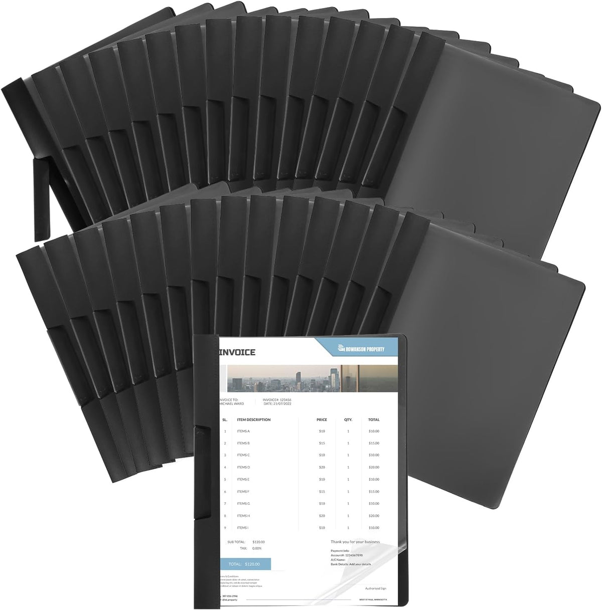 30 Pack Clear Report Covers with Clip Presentation Folders Transparent Front Cover Portfolio Folder Resume Folder Interview Report Folders for Letter Size (11.4 x 9 Inch)