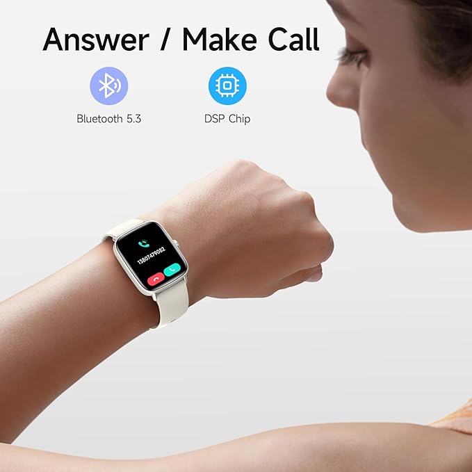 Smart Watch for Women, 1.85" HD Smartwatch Compatible iPhone/Samsung/Android (Answer/Make Calls), 100+ Sport Modes Fitness Tracker with Heart Rate/Sleep/SpO2 Monitor, IP68 (Beige)