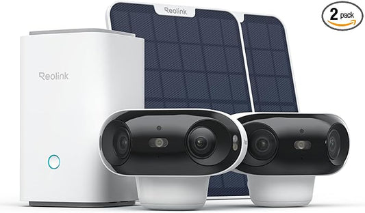 REOLINK 4K Dual-Lens 180° Outdoor Wireless Security Camera, ColorX Night Vision, Solar Cameras with Local Encrypted Storage, 5G/2.4GHz WiFi 6, No Subscription, Home Hub with 2X Argus 4 Pro