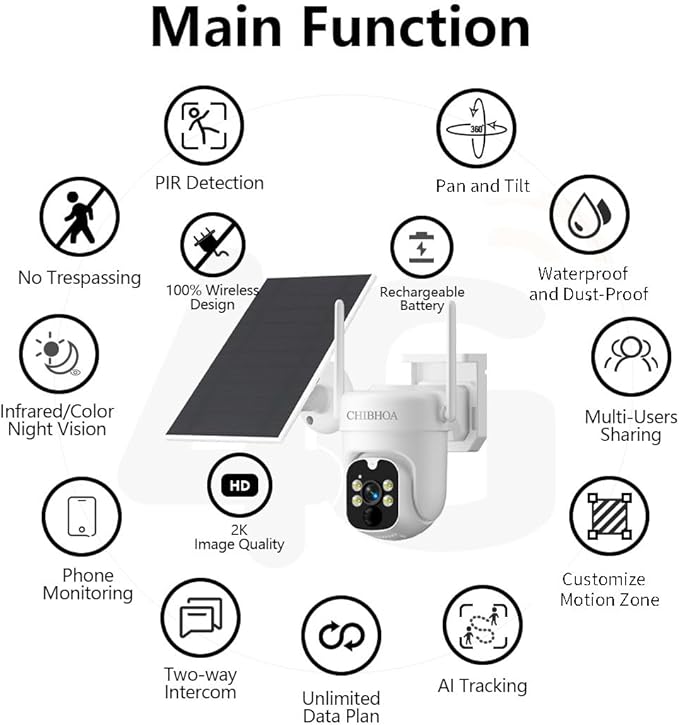 4G LTE Security Camera Outdoor, No WiFi Cellular Camera, Solar Camera Wireless with SIM Card & 32GB SD Card, 2K 4MP, PIR Motion Detection, Color Night Vision, 2-Way Talk, Siren, No Trespassing Sign