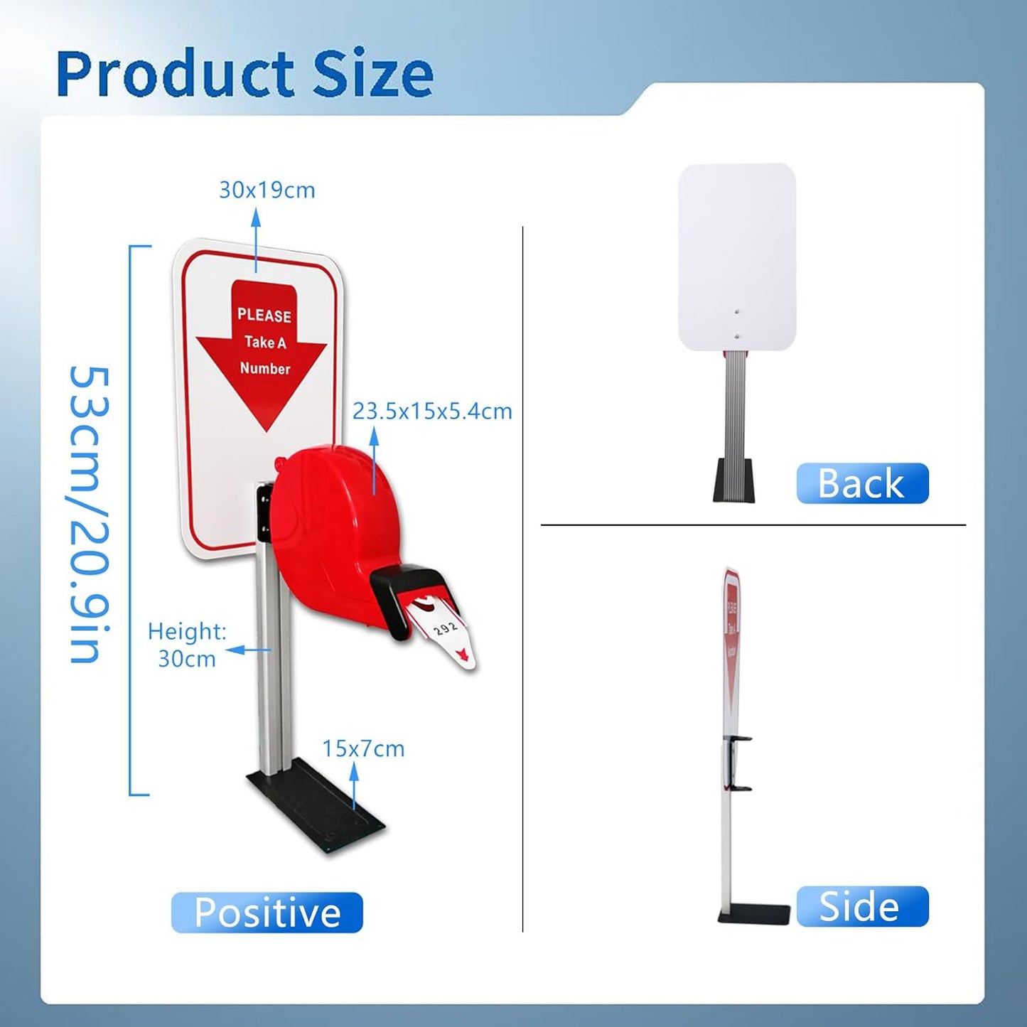 Take-A-Number System Ticket Dispenser with Counter Stand and 1 Roll Queue Tape Paper 3 Digits 2000 Tickets for Queue Call System